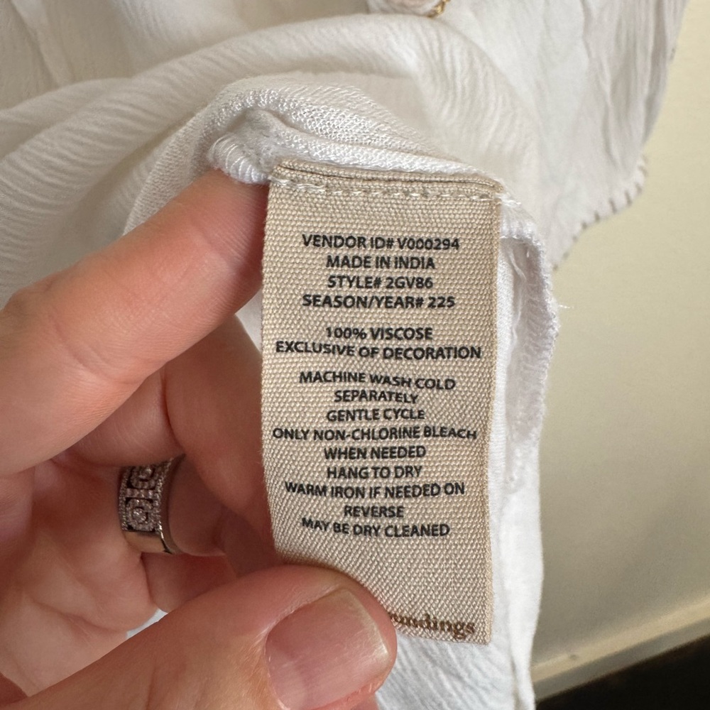Soft Surroundings Embroidered Peasant Blouse White Gold | petite large - Picture 9 of 14